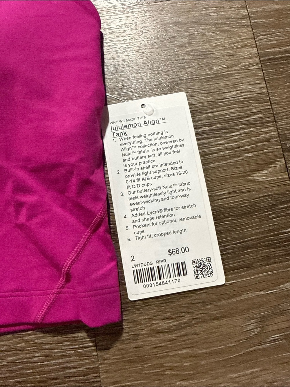 NWT Lululemon Align Tank Top *Light Support, A/B Cup Ripened Raspberry - Picture 4 of 7